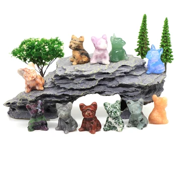 30mm Koera Skulptuur Looduslikust Kivist Ornament Reiki Gem Käsitsi Nikerdatud Kujukeste Kollektsioon Käsitöö Hely Crystal Healing Room Hulgimüük