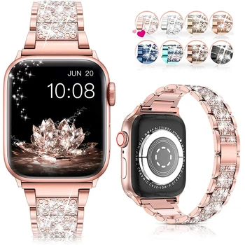 Link Käevõru Apple Watch Band SE 6 7 8 41mm 45mm 40mm 44mm Teemant Paistab Naiste Metallist Rihm IWatch Seeria 5 4 3 38mm 42mm