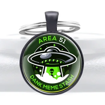 UFO Dank Meem Varandus Area 51 Klaasist Kuppel Mood Võtmehoidjad Mehed Naised Võtmerõngast Ehted Kingitused