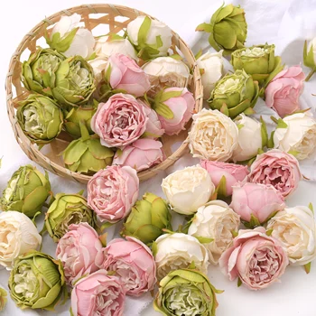 30pcs 5cm õlimaal vintage Rose Kunstlik Silk Flower Pead Pulm Teenetemärgi DIY Pärg Scrapbooking Käsitöö Võltsitud Lilled