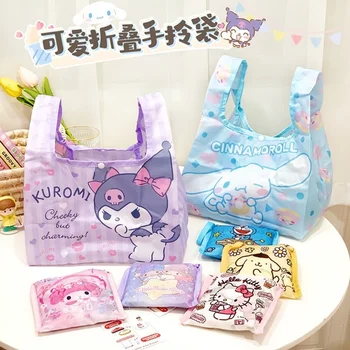 Sanrioed Anime cute cartoon kokkuklapitavad bento kott Kuromi Minu käe läbi meloodia kott kaasaskantav väike ostukott Kawaii ostukott