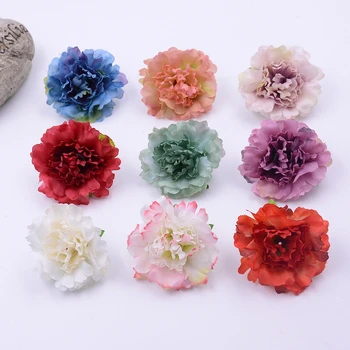 10tk Kunstlik lill, 5cm Silk Nelgi Lill Peas Pulm kodu kaunistamiseks DIY pärg külalisteraamatusse käsitöö võltsitud lilled