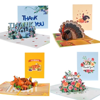 Thanksgiving Day Kingitus Kaardi 3D Pop-Up Täname Aitäh õnnitluskaardid