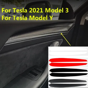 Sest Tesla 2021 Mudel 3 / Tesla Model Y Auto Uks Sisekujundus Kleebis süsinikkiust PVC Kaitse Teenetemärgi Kleebised