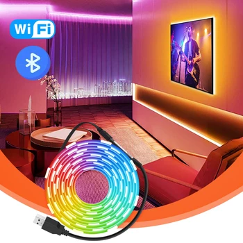 Tuya LED Ribad Tuled USB-WiFi/Bluetooth Kontrolli 5V WS2812B RGB 5050 1M-5M Paindlik Lamp Lindi TV PC Backlight Kodu Pool Decor