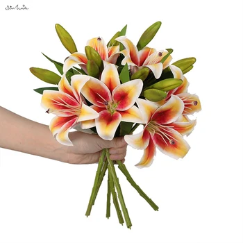 SunMade Suur Simulatsioon 3D-Printimine Lily Branch Võltsitud Lilled Koju Pulm Teenetemärgi Flores Artificales Flower Arrangement DIY