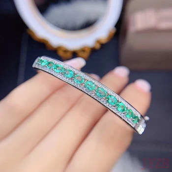Luksus 925 Sterling Hõbe Plaatina kullatud 100% emerald Kõrge Süsiniku Diamond Flower käevõru pulmad Engagement Ehted