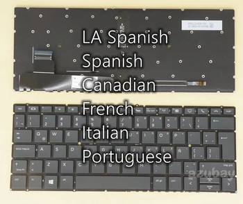 Ladina-hispaania Kanada prantsuse, itaalia, portugali Klaviatuur HP Elitebook X360 830 G5, X360 830 G6, SN9180BL Taustvalgustusega, ilma raamita