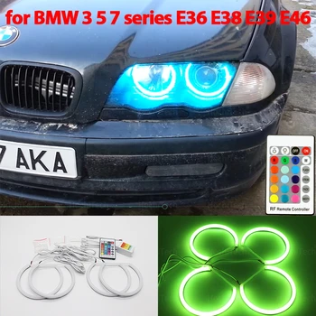 Puuvill RGB Angel eyes halo ring kit 16colors flash Kaugjuhtimispult BMW 3 5 7 Seeria E36 E38 E39 E46 525i 528i 530i 540i 320i