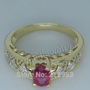 LANMI Ovaalne 5x7mm Vintage Ruby Teemant Sõrmus Tahke 14Kt Kollane Kuld Pulm Ehteid Naistele