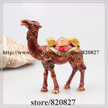 Kääbus Tume Pruun Camel Emailiga Figuriin tšehhi Element Kristallid Hely Pill Ehted Box