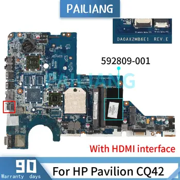 PAILIANG Sülearvuti emaplaat HP Pavilion CQ42 S1 SOCKET Emaplaadi DA0AX2MB6E1 592809-001 HDMI liides DDR3 TESTITUD