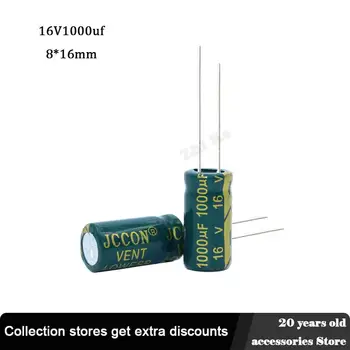 40pcs 16V 1000UF 8 * 16 mm, madala ESR Alumiinium Elektrolüüt Kondensaator 1000 uf 16 V Elektriliste Kondensaatorite Kõrge sagedus 20%