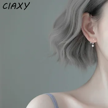 CIAXY Hõbe Värvi, seest Õõnes Star Kõrvarõngad Naistele Armas Viie osutas Star Ripats, Kõrvarõngas korea Fashion Ehted