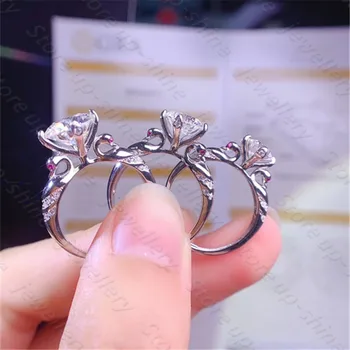 Uus Moissan Diamond 925 Hõbe Naiste Sõrmus Luik, kes Armastavad Disain, Luksuslik, Peen ja Elegantne