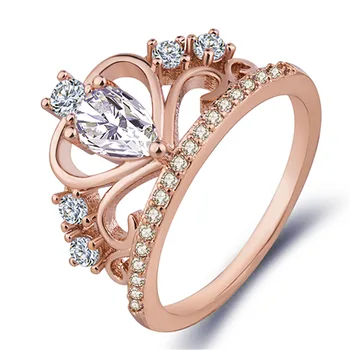 Luksus Crown Tsirkooniumoksiid Tsirkoon Ringi Naiste Pulmapidu Crystal Ringi Ehteid abielusõrmused naiste