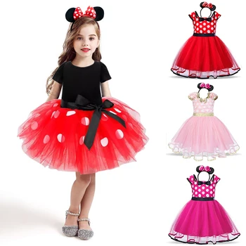 Mini Hiir Baby Girl Dress 2-6 Aasta Cosplay Printsess Kostüüm Tüdrukute Laste Sünnipäeva-ja jõulupidu Polka-Dot Kleidid Riided