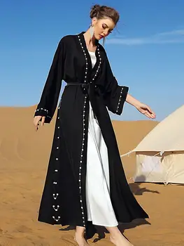 Ramadan Eid Mubarak Musta Avatud Kimono Abaya Dubai Türgi Islami Moslemi / Araabia Kleit Abayas Naiste Kauhtana Rüü Musulmane Femme