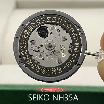 Jaapani NH35 Mehaaniline Liikumine Crown 3,8 jaoks Seiko MOD Must Datewheel Kulla Teksti 24 Pärleid Automaatne Füüsilisest isikust lõpetamise Osad
