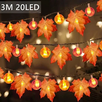 3M 20 LED Kõrvits Maple Leaf String Tuled Vanik Led Haldjas Tuled Halloween Teenetemärgi Sügisel Decor Kuulu Home Decor