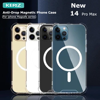 Selge Magsafe Magnet Case For iPhone 13 14 Pro Max 12 Mini Toetust Magsafe Juhtmeta Laadija Luksus Läbipaistev tagumine Kate