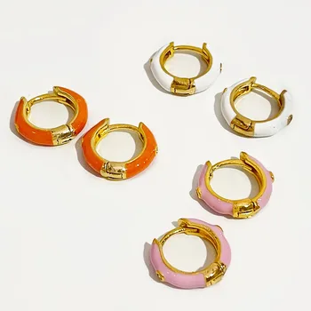 Peri'sBox Armas Candy Värvi Emailiga Messing Hoop Kõrvarõngad Mitmevärviline Ring Huggie Kõrvarõngas Naiste Minimalistlik Ehted