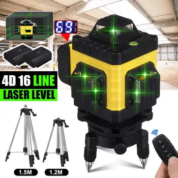 16 Read 4D Laser Level Füüsilisest Tasandamine 360 Horisontaalne Ja Vertikaalne Risti Super Võimas Roheline Laser Tasandil Statiiv