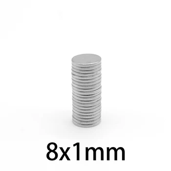 50/100/200/500/1000PCS 8x1 mm Ümar Tugev, Võimas Magnet Magnet N35 Alalise Haruldaste Muldmetallide Neodüüm Magnet-Ketas 8x1mm 8*1 mm
