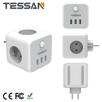 TESSAN 6 in 1 Multi-USB-Pistikupesa 3-prantsuse Turustusvõimalusi ja 3 USB-Porti, Elektrilised Seina Pistikupesa Võimsus Ribad Kontor