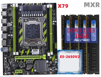 X79 Emaplaat Set Combo kit LGA 2011 XEON E5 2650 V2 PROTSESSOR, 16 GB (4*4GB) DDR3 1333Mhz REG ECC RAM Mälu NVME SATA3.0 SUB3.0