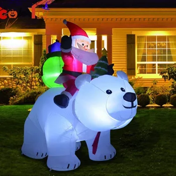 Täispuhutav Jõuluvana Ratsutamine jääkaru 2M Jõulud Täispuhutav Mänguasi, Nukk Siseruumides Väljas Aed Xmas Teenetemärgi