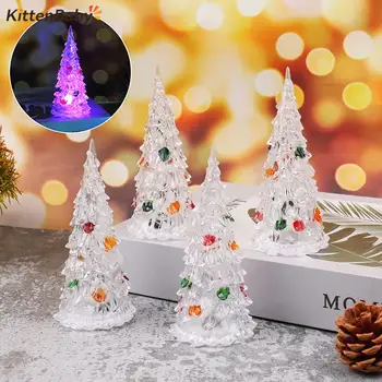 DIY Jõulupuu Mini Puud LED Valgus Ornament, mis On Paigutatud Töölauale Home Decor Jõulud Nukumaja Decor Lapsed Kingitusi