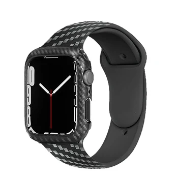 Juhul+Carbon Fiber Rihm Apple Watch band 44mm 40mm 45mm/41mm 42mm 38mm silikoon correa käevõru iwatch seeria 3 5 6 SE 7 8