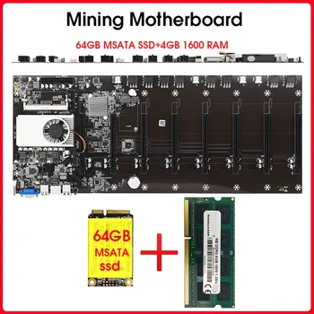BTC-T37 Kaevandamine Emaplaadi 8 GPU Bitcoin Krüpto Etherum Kaevandamine koos 64GB MSATA SSD 4GB DDR3 1600MHZ RAM KOMPLEKT