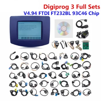 Digiprog3 FTDI Täis Komplekt-Kaablid DIGIPROG 3 V4.94 odomeetri Näit Programmeerija DigiprogIII Läbisõit OBDII Programmi Vahend Paljude Autode EU Pistik