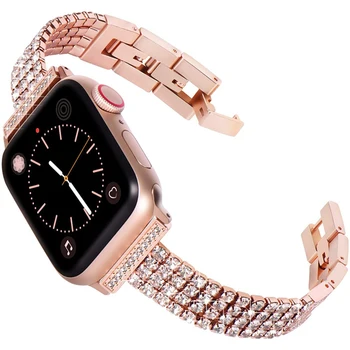 Luksus Teemant rihm correa apple watch band series 7 6 SE 5 42mm 4 38mm Terasest Käevõru kaarde iWatch 40mm 44mm 41mm 45mm