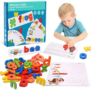Laste Puzzle Puidust Õigekiri Sõna Lapsed Kiri Mängud Lasteaia Õppevahendite Inglise Tähestiku Õppimine, Haridus Mänguasjad