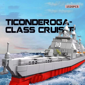 Teise Maailmasõja Sõjaline Seeria Mereväe Ticonderoga Klassi Guided-Rakett Cruiser Kogumise Mudeli Hoone Plokid, Tellised, Mänguasjad, Kingitused
