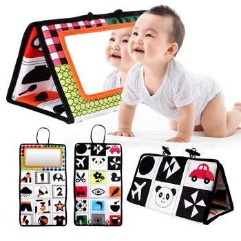 Must Ja Valge Baby Peegel Kõtu Aja Mänguasjad Beebidele Montessori Arengu Roomata Mänguasjad Kõrge Kontrastsusega Beebi Mänguasi Tegevuse Peegel