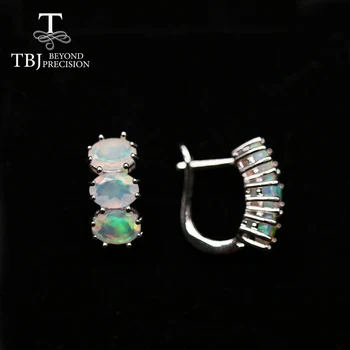 TBJ,5ct Värvikas opaal kõrvarõngas ,loodus-6 Tükki loodus Etioopia vääriskivide ovaalne lõigatud 5*7mm gemstone ehted on 925 sterling silver