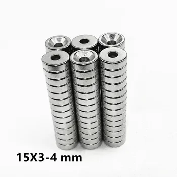 5~100TK 15X3-4 mm Läbimõõduga Magnet 15X3 mm Auk 4mm Väike Ring Peitpeakruvi Magnetid 15x3-4 mm Neodüüm Magnet Ketas 15*3-4 mm