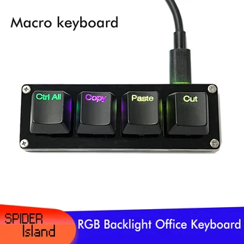 Office Klaviatuur Mini Kopeerida Kleebi Lõigatud Multifunktsionaalne RGB Backlight 4 Klahvi LED Makro Programmeeritav Custom Klaviatuuri Windows MacOS