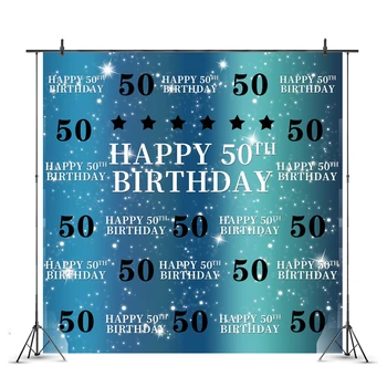 Sinine 50. Fotograafia Taustaks Naised Mehed Õnnelik Sünnipäeva Õhupalli Foto Taust Prop Putka Teenetemärgi
