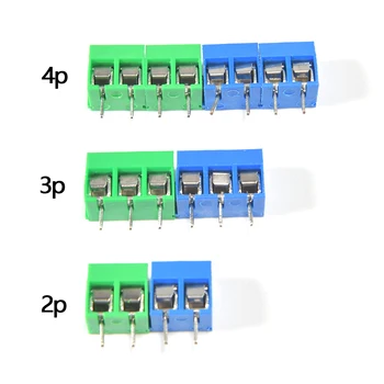 10tk/palju KF301-5.0-2 P KF301-3P KF301-4P Pigi 5.0 mm Straight Pin-2P 3P 4P Kruvi PCB Terminal Block Pistik Sinine Roheline Press