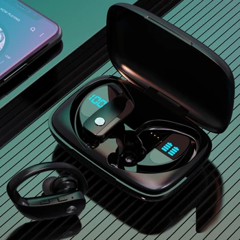 Bluetooth-Kõrvaklapid V5.0 Juhtmeta Kõrvaklapid Koos Mikrofoniga, Sport Veekindlad Kõrvaklapid, Aku Kast Android, IOS LED-Ekraan