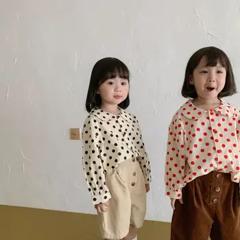 Korea laste särk Polka Dot Beebi krae laste pikad varrukad puuvill Dot Särgi kevadel ja sügisel baby top