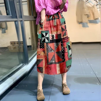 Dasswei Vintage Elastne Kõrge Vöökoht Retro Plisseeritud Puuvill Pikk Seelik Naistele 2022 Primavera Midi Seelikud Femme Elegantne Seelik