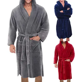 Atraktiivne Vann Rüü Homewear Taskud Paksenenud Soe Pidžaama Kleit Pikk Varrukas Sleepwear Palus Nightgowns jaoks Magamiseks