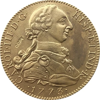 24 - K kullatud 1773 Hispaania 8 Escudos - Carlos III müntide koopiad