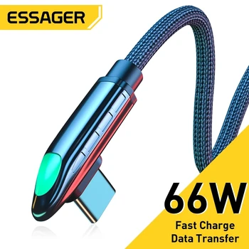 Essager 6A 66W USB Type C Kaabel Huawei Mate 40 Pro Samsung LED 5A Kiire Laadimine USB-C USBC Laadija 90 Kraadi Kaabel Andmed Juhe